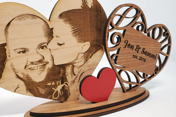 Heart Engraved Photo Stand
